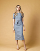 Облегающее платье в полоску с боковым разрезом, цвет серо-голубой | Интернет-магазин Knitman