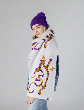 Жаккардовый двусторонний шарф "Тигр и корона" | Интернет-магазин Knitman