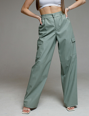 Кожаные брюки-карго хаки | Интернет-магазин Knitman