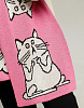 Жаккардовый двусторонний шарф "Шокированный кот" розовый | Интернет-магазин Knitman