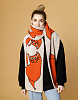 Жаккардовый двусторонний шарф "Влюбленный кот" оранжевый | Интернет-магазин Knitman