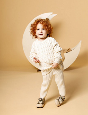 Свитер с косами детский, белый | Интернет-магазин Knitman