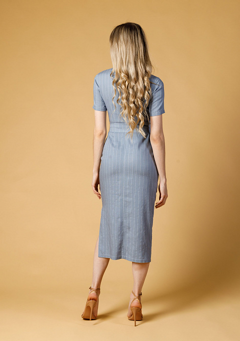 Облегающее платье в полоску с боковым разрезом | Интернет-магазин Knitman
