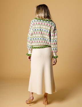 Трикотажная юбка в крупный рубчик, экрю | Интернет-магазин Knitman