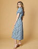 Платье миди с цветочным принтом голубое | Интернет-магазин Knitman