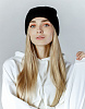 Трикотажная шапка бини двойной вязки черная | Интернет-магазин Knitman