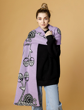 Жаккардовый двусторонний шарф "УлитON" лиловый | Интернет-магазин Knitman