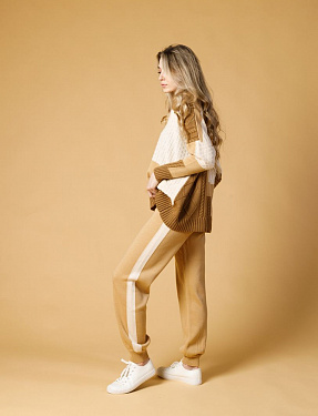 Вязаные брюки-джоггеры c лампасами  | Интернет-магазин Knitman