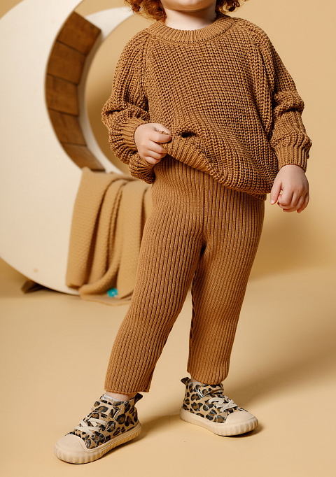 Детские брюки в рубчик, карамельные | Интернет-магазин Knitman
