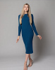 Трикотажное платье миди с разрезом синее | Интернет-магазин Knitman
