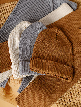 Детская шапка в рубчик, белая | Интернет-магазин Knitman