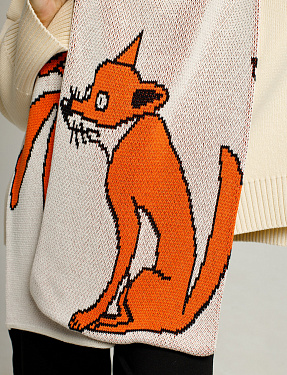 Жаккардовый двусторонний шарф "Я снаружи/я внутри" оранжевый | Интернет-магазин Knitman