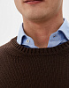 Свитер с  вырезом O-neck из 100% шерсти мериноса темно-коричневый | Knitman