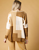 Свитер оверсайз с V-образным вырезом в стиле пэчворк песочный | Интернет-магазин Knitman