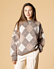 Жаккардовый свитер оверсайз в винтажном стиле, пудровый | Интернет-магазин Knitman