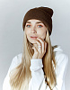 Трикотажная шапка бини двойной вязки коричневая | Интернет-магазин Knitman
