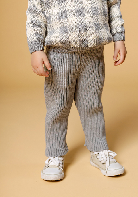 Детские брюки в рубчик, серые | Интернет-магазин Knitman