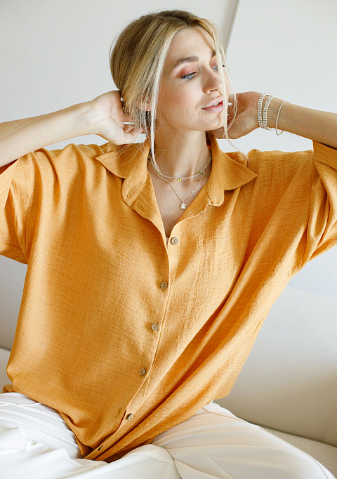 Рубашка свободного кроя оранжевая | Интернет-магазин Knitman