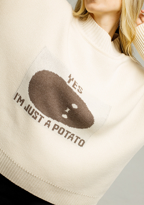 Свитер оверсайз с рисунком "Картошка" | Интернет-магазин Knitman