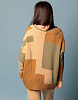 Свитер оверсайз с V-образным вырезом в стиле пэчворк оливковый | Интернет-магазин Knitman