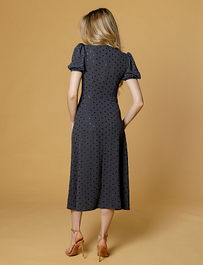 Платье миди с рукавами-фонариками графит | Интернет-магазин Knitman