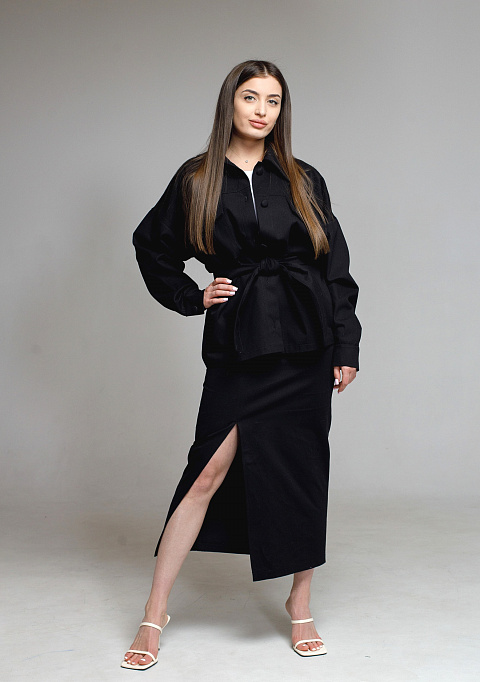 Рубашка свободного кроя черная | Интернет-магазин Knitman