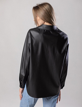 Рубашка прямого кроя из искусственной кожи | Интернет-магазин Knitman
