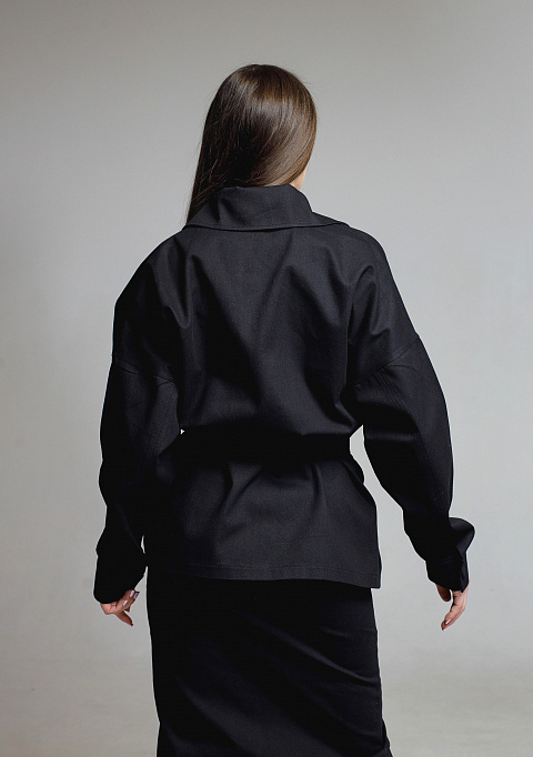 Рубашка хлопковая свободного кроя черная | Интернет-магазин Knitman