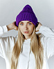 Трикотажная шапка бини в рубчик фиолетовая | Интернет-магазин Knitman