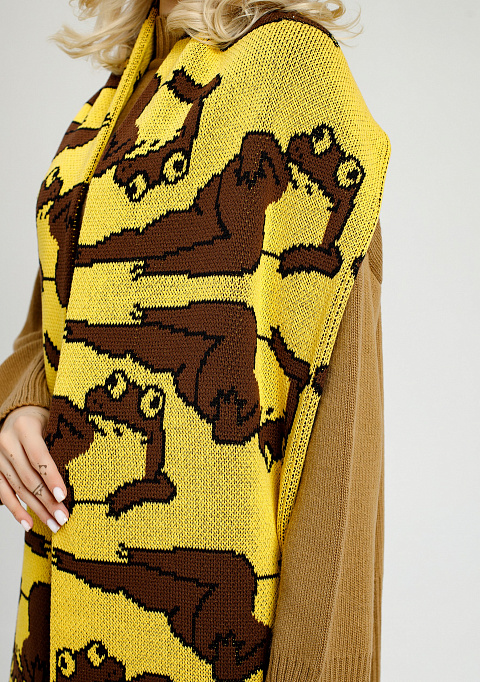 Жаккардовый двусторонний шарф "Лягушка" желтый | Интернет-магазин Knitman