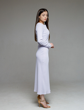 Платье по косой из крепа лиловый | Интернет-магазин Knitman