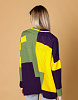 Свитер оверсайз с V-образным вырезом в стиле пэчворк желтый | Интернет-магазин Knitman