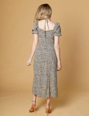 Платье миди с цветочным принтом черное | Интернет-магазин Knitman