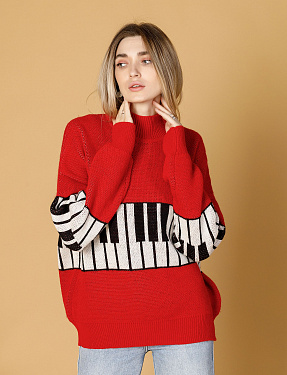 Жаккардовый свитер оверсайз с принтом "Клавиши" | Интернет-магазин Knitman