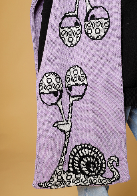 Жаккардовый двусторонний шарф "УлитON" лиловый | Интернет-магазин Knitman
