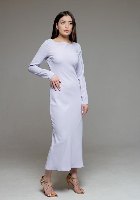 Платье по косой из крепа лиловый | Интернет-магазин Knitman