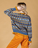 Жаккардовый свитер с оборками "Беверли" синий | Интернет-магазин Knitman