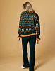 Жаккардовый свитер с оборками "Беверли" изумрудный | Интернет-магазин Knitman