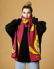 Жаккардовый двусторонний шарф "Орущий лис" малиновый | Интернет-магазин Knitman