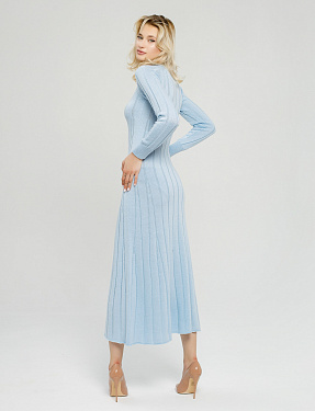 Трикотажное платье миди в голубом цвете  | Интернет-магазин Knitman