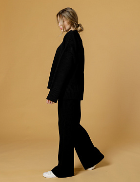 Вязаные брюки-лапша черный | Интернет-магазин Knitman