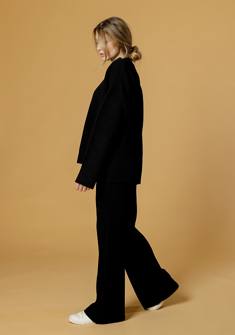 Вязаные брюки-лапша черный | Интернет-магазин Knitman