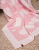 Жаккардовый двусторонний плед из полушерстяной пряжи "Любовь", розовый | Интернет-магазин Knitman