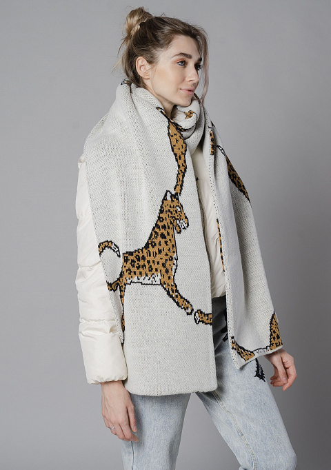 Жаккардовый двусторонний шарф "Леопард" | Интернет-магазин Knitman