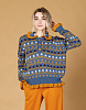 Жаккардовый свитер с оборками "Беверли" синий | Интернет-магазин Knitman