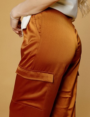 Шелковые брюки-карго терракотовый | Интернет-магазин Knitman