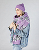 Жаккардовый двусторонний шарф "Котики" лиловый | Интернет-магазин Knitman