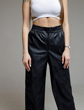 Кожаные брюки-карго черный | Интернет-магазин Knitman