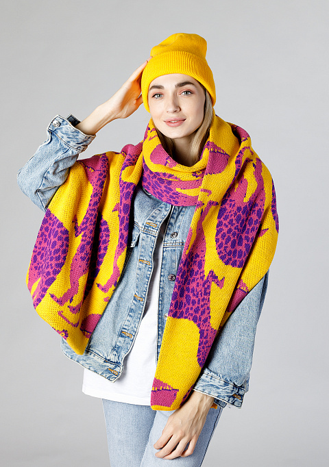 Жаккардовый двусторонний шарф "Дино" | Интернет-магазин Knitman